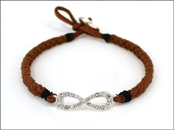 BROWN LEATHER BRACELET WITH INFINITY ( 04534 )