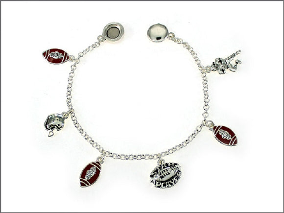 SILVER BRACELET FOOTBALL CHARMS ( 05105 ASBRN )