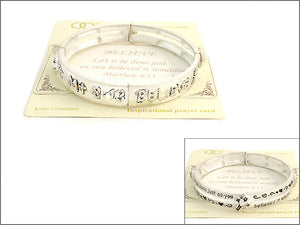 Worn Silver Color Believe Stretch Bracelet