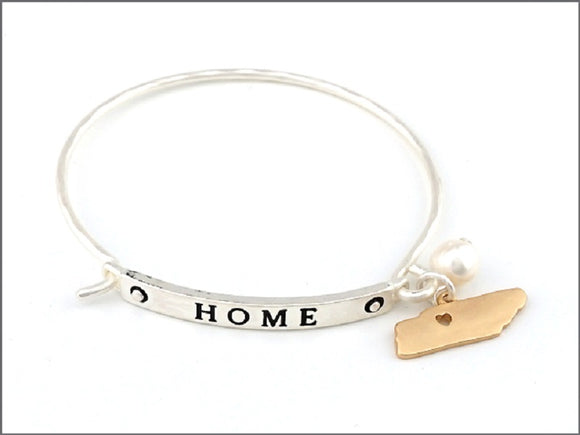 SILVER BANGLE WITH GOLD TENNESSEE CHARM ( 07033 MSTEN )