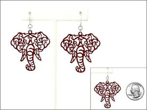 Laser Cut Light Weight Burgundy Red Elephant Dangle Earrings ( 1588 ) - Ohmyjewelry.com