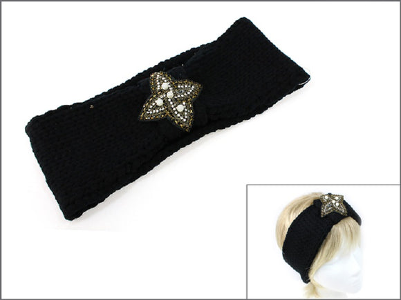 BLACK CLEAR GOLD KNIT HEAD BAND ( 0352 )