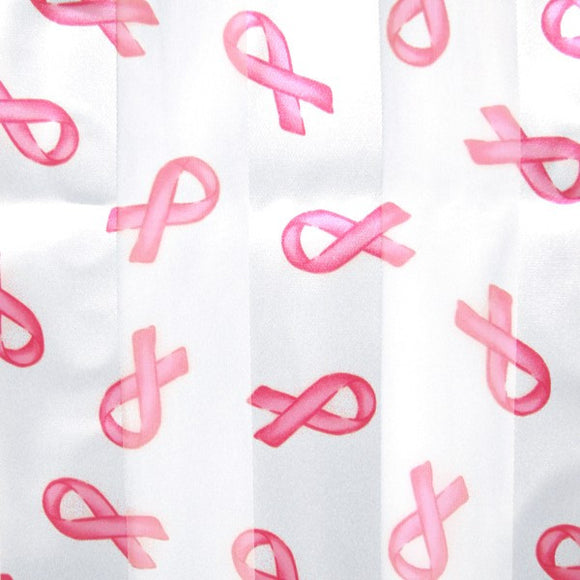 White Satin Pink Ribbon Breast Cancer Awareness Scarf