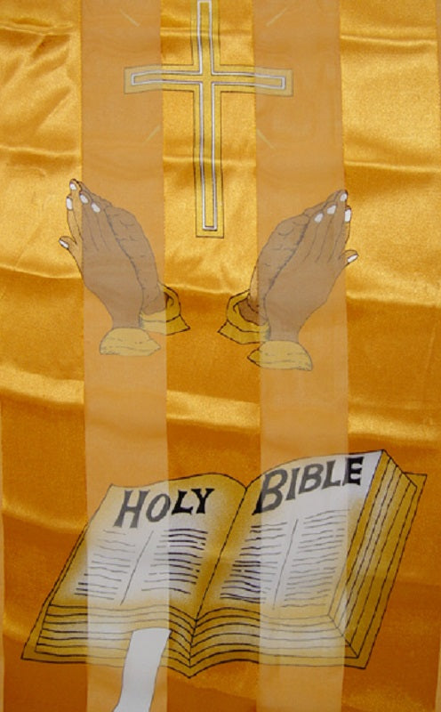 Gold Satin Scarf with Bible Theme ( 7003 GD)