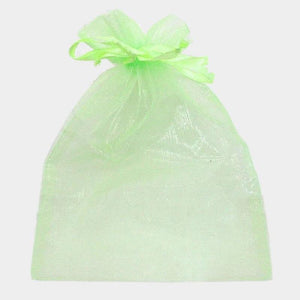 5.5" x 6.5" Lime Green Organza Gift Bag 12 Pieces L - Ohmyjewelry.com