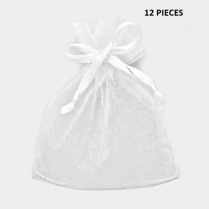 3" x 3.5" White Organza Gift Bag 12 Pieces S - Ohmyjewelry.com