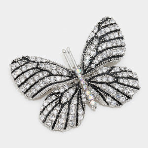 SILVER BUTTERFLY CLEAR AB STONES ( 1146 SCLE )