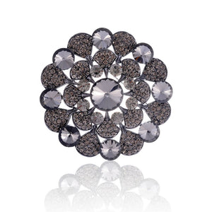 3'" HEMATITE RHINESTONE FLOWER SHAPE BROOCH ( 1372 HT )
