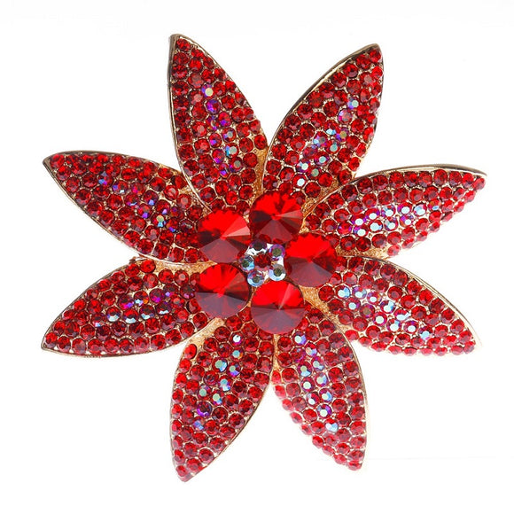 GOLD BROOCH RED STONES ( 1392 GRD )