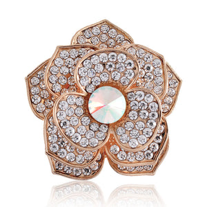 GOLD FLOWER BROOCH CLEAR AB STONES ( 1433 GCLAB )