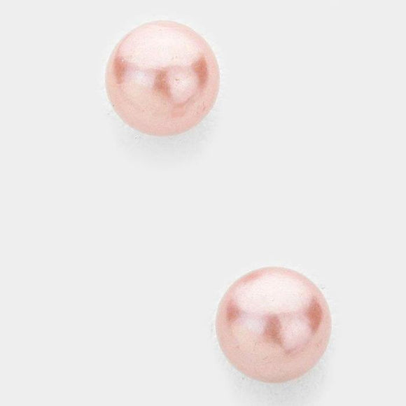 1 DOZEN 10mm PINK PEARL STUD EARRINGS ( 1001 ) - Ohmyjewelry.com