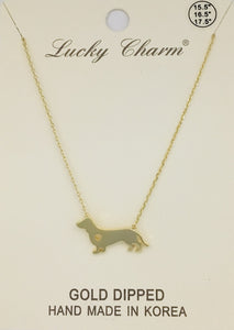 GOLD DIPPED NECKLACE DACHSHUND PENDANT ( 1256 G )