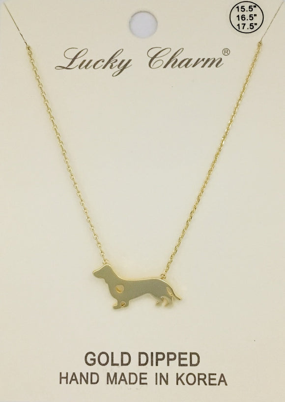 GOLD DIPPED NECKLACE DACHSHUND PENDANT ( 1256 G )