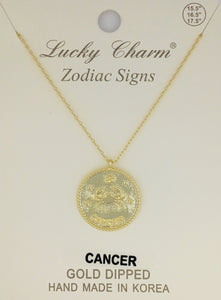 GOLD DIPPED NECKLACE CANCER ZODIAC SIGN PENDANT ( 1575 TGCAN )