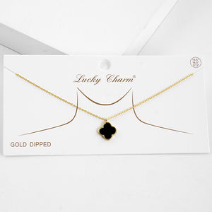 GOLD DIPPED BLACK CLOVER NECKLACE ( 2510 GBK )
