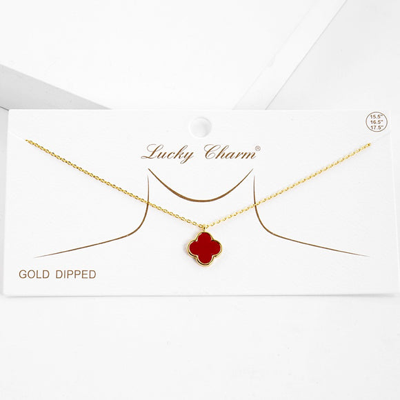 GOLD DIPPED RED CLOVER NECKLACE ( 2510 GRD )