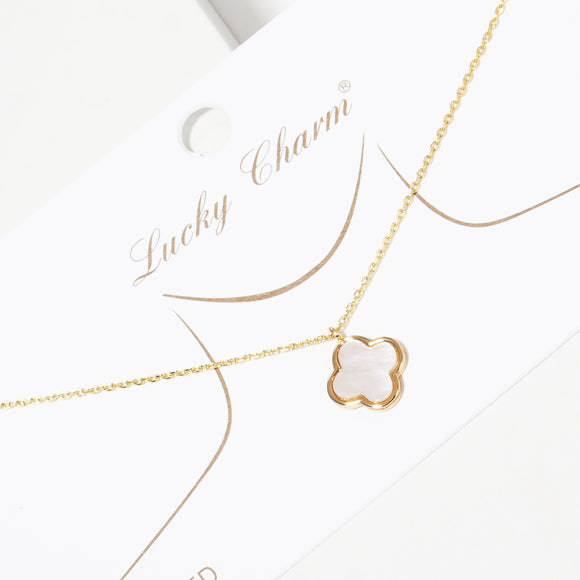 GOLD DIPPED WHITE CLOVER NECKLACE ( 2510 GWH )
