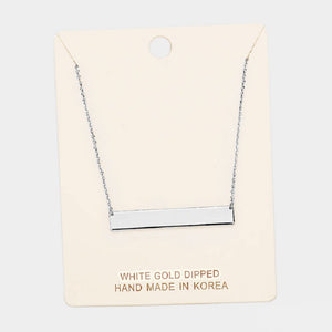 White Gold Dipped Simple Bar Necklace ( 1531 )