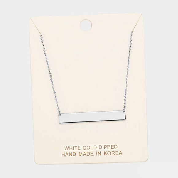 White Gold Dipped Simple Bar Necklace ( 1531 )