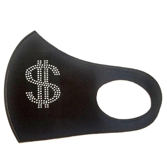 BLACK MASK CLEAR STONES DOLLAR SIGN $ ( 8003 ) - Ohmyjewelry.com