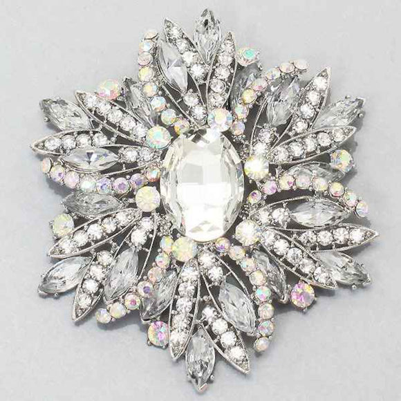 SILVER BROOCH AB STONES ( 3081 RAB )