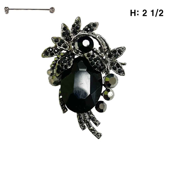 HEMATITE BROOCH BLACK STONES ( 47 BBK )