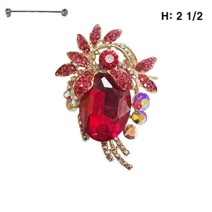 GOLD BROOCH RED STONES ( 47 GRD )