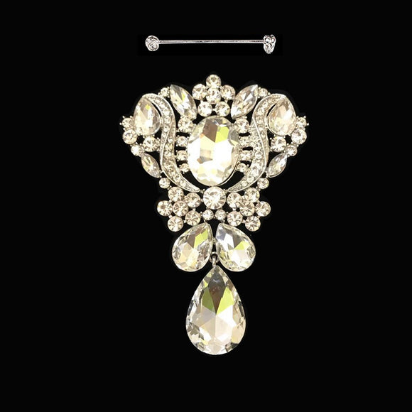 Silver Brooch with Clear Rhinestones ( 75 RCL )