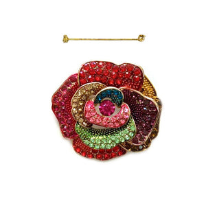GOLD MULTI COLOR ROSE BROOCH ( 76 )