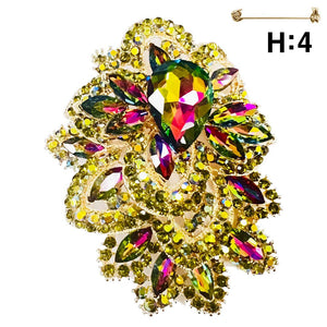 3 3/4" Gold VITRAIL OIL SPILL Rhinestone Brooch ( 9112 GRB )