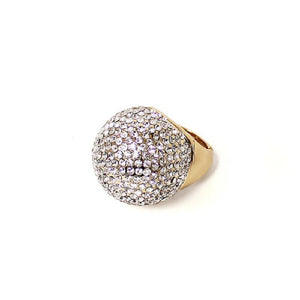 1" GOLD CLEAR Rhinestone Dome Stretch Ring ( 7009 GDCLR ) - Ohmyjewelry.com