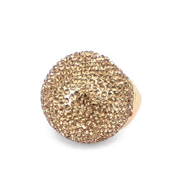 Large Gold TOPAZ Rhinestone Dome Stretch Ring ( 7011 ) - Ohmyjewelry.com