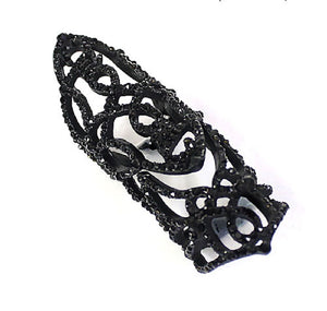 Jet Black Rhinestone Armor Bendable Stretch Ring ( 7007 )