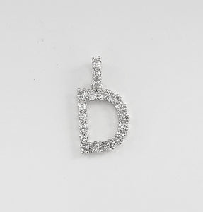 SILVER D PENDANT CLEAR CZ CUBIC ZIRCONIA STONES ( 201 DS )