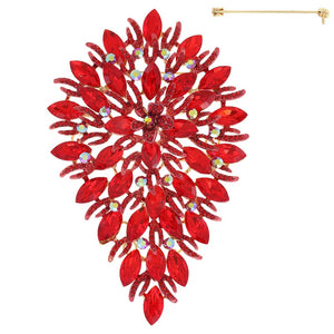 LARGE GOLD BROOCH RED STONES ( 12019 GRD )