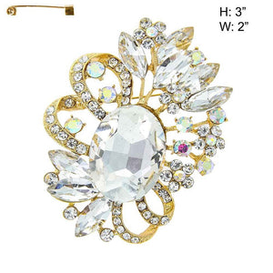 GOLD BROOCH CLEAR STONES ( 12025 GCA )