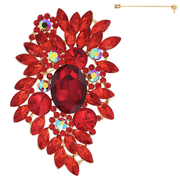 GOLD BROOCH RED STONES ( 12027 GRD )