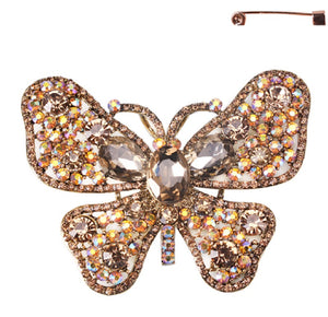 3 1/2" Large Brown Butterfly Brooch with Gold Accents ( PY 12034)