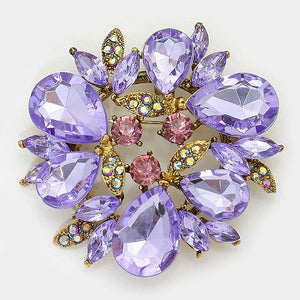 Purple Rhinestone Circular Brooch ( 1124 )