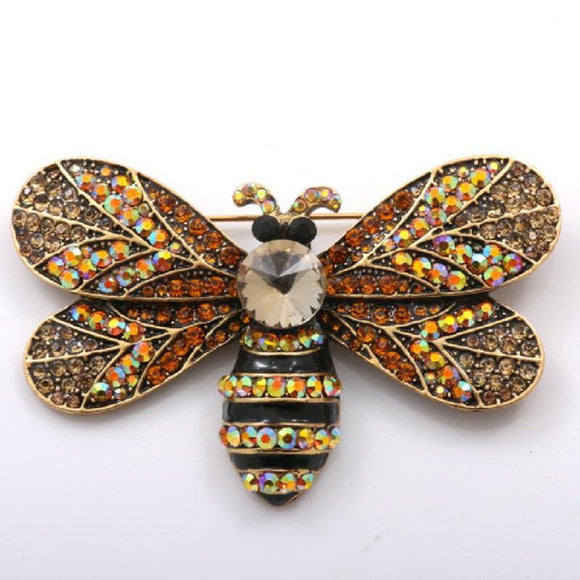 Large Brown Rhinestone Bee Brooch ( 1136 ) - Ohmyjewelry.com