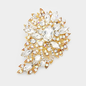 3.25" Gold AB and Clear Rhinestone Brooch Pin ( 1246 )
