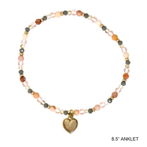 PEACH GOLD STRETCH ANKLET HEART ( 351 WGPA )