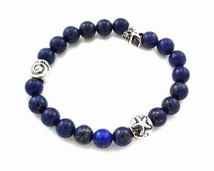 Blue Semi Precious Stone Stretch Starfish Theme Bracelet ( 6045 )