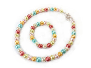 Children's MULTI COLOR Pearl Beaded Necklace Bracelet Set ( 295 SLMT )