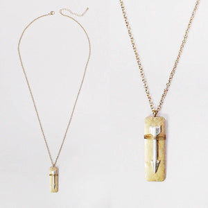 Long Worn Gold Necklace with Two Tone Arrow Pendant ( 1317 )