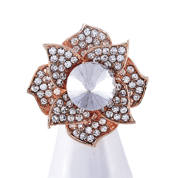 GOLD FLOWER RING CLEAR STONES ( 1311 GCL )