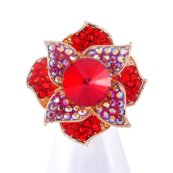 GOLD FLOWER RING RED STONES ( 1311 GRD )