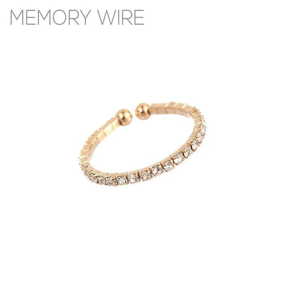 1 Row Gold Clear Rhinestone Memory Wire Ring ( 1454 ) - Ohmyjewelry.com