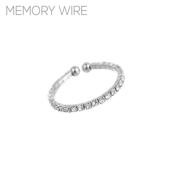 1 Row Silver Clear Rhinestone Memory Wire Ring ( 1454 ) - Ohmyjewelry.com