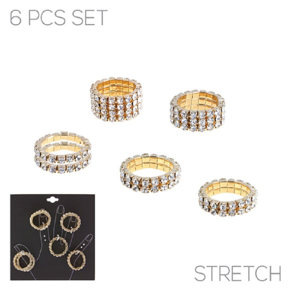 GOLD CLEAR STONES STRETCH RINGS